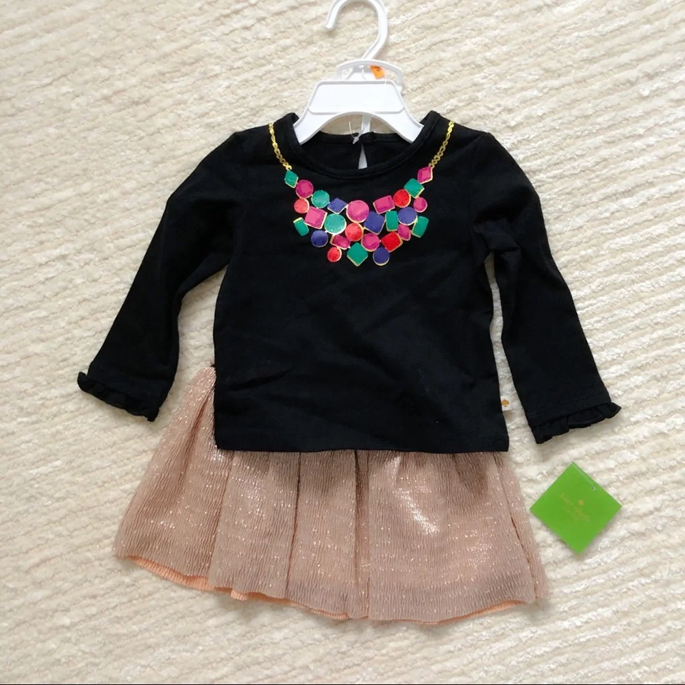 NWT Kate Spade infant metallic skirt set